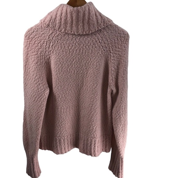 J Crew Alpaca Blend Chunky Turtleneck Sweater Sz M Pink Turtleneck Cozy Casual - Picture 4 of 9